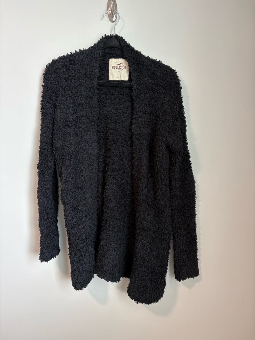 Hollister Women’s Black Plush Open-Front Cardigan